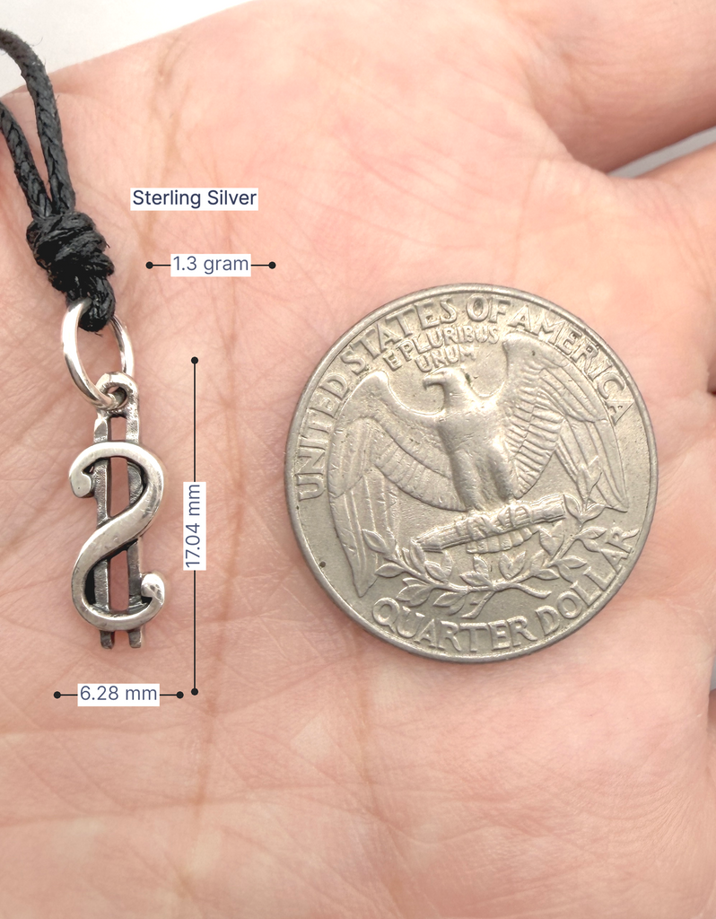 Dollar Bill Symbol Silver Pewter Charm Necklace Pendant Jewelry