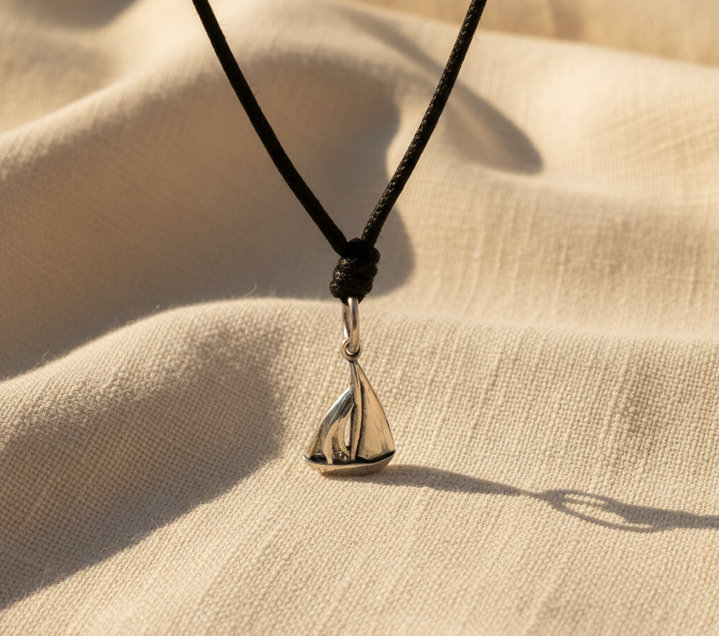 New Sail Boat Sterling-Silver Pewter Necklace Pendant Jewelry