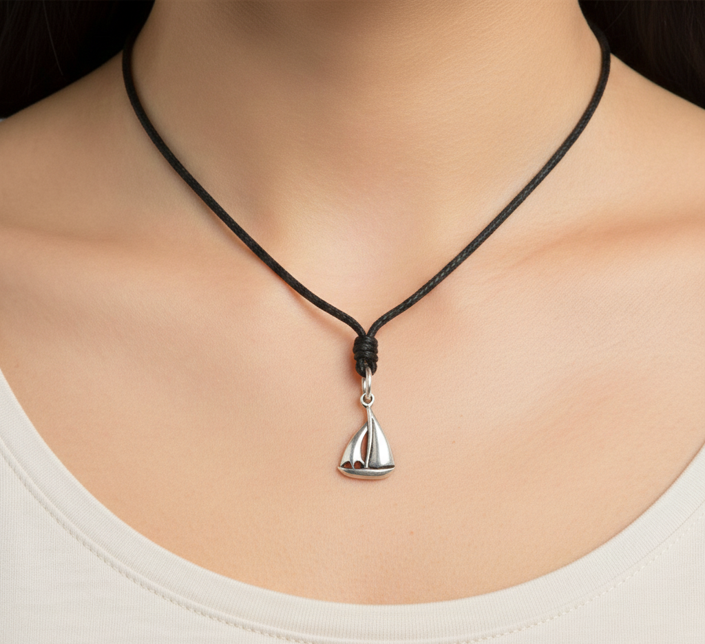 New Sail Boat Sterling-Silver Pewter Necklace Pendant Jewelry