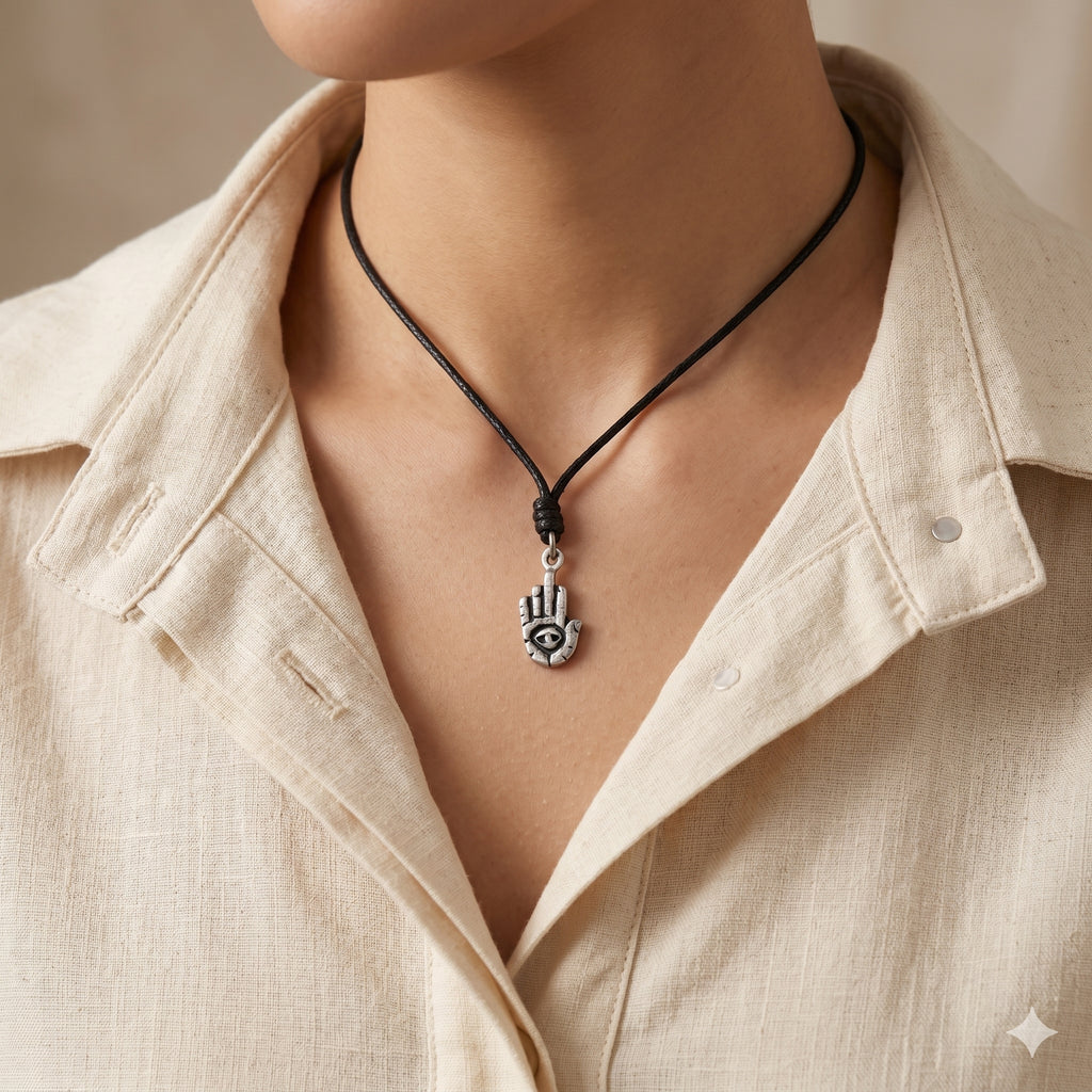 Hamsa Jewish Hand 92.5 Sterling Silver Pewter Brass Necklace Pendant Jewelry