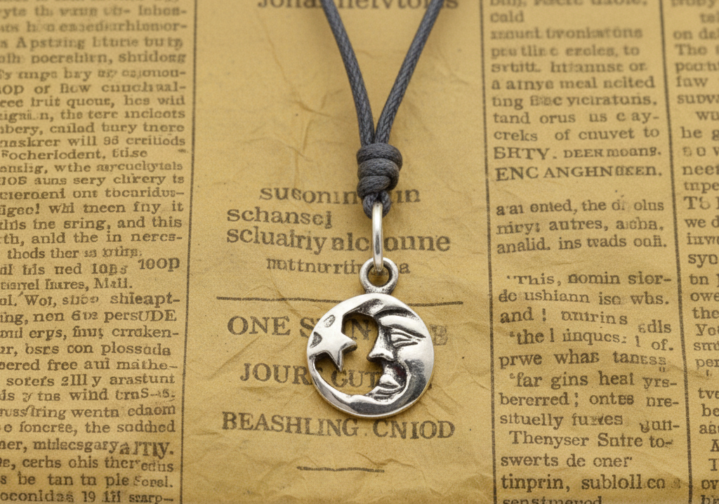 Moon & Star Silver Pewter Sterling Silver Charm Necklace Pendant Jewelry