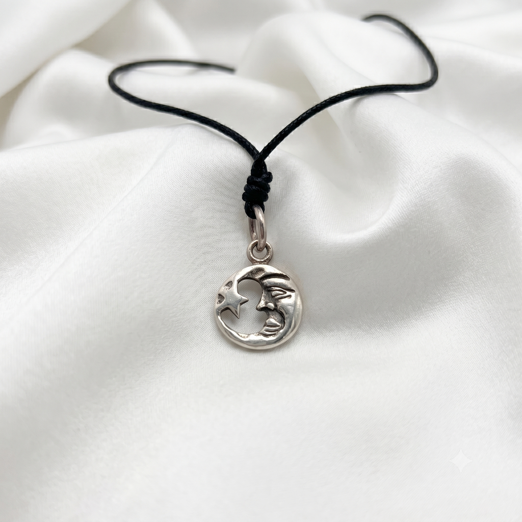 Moon & Star Silver Pewter Sterling Silver Charm Necklace Pendant Jewelry