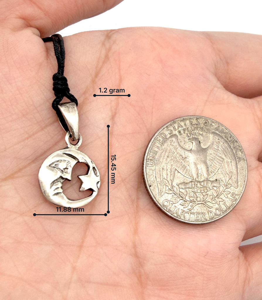Moon & Star Silver Pewter Sterling Silver Charm Necklace Pendant Jewelry
