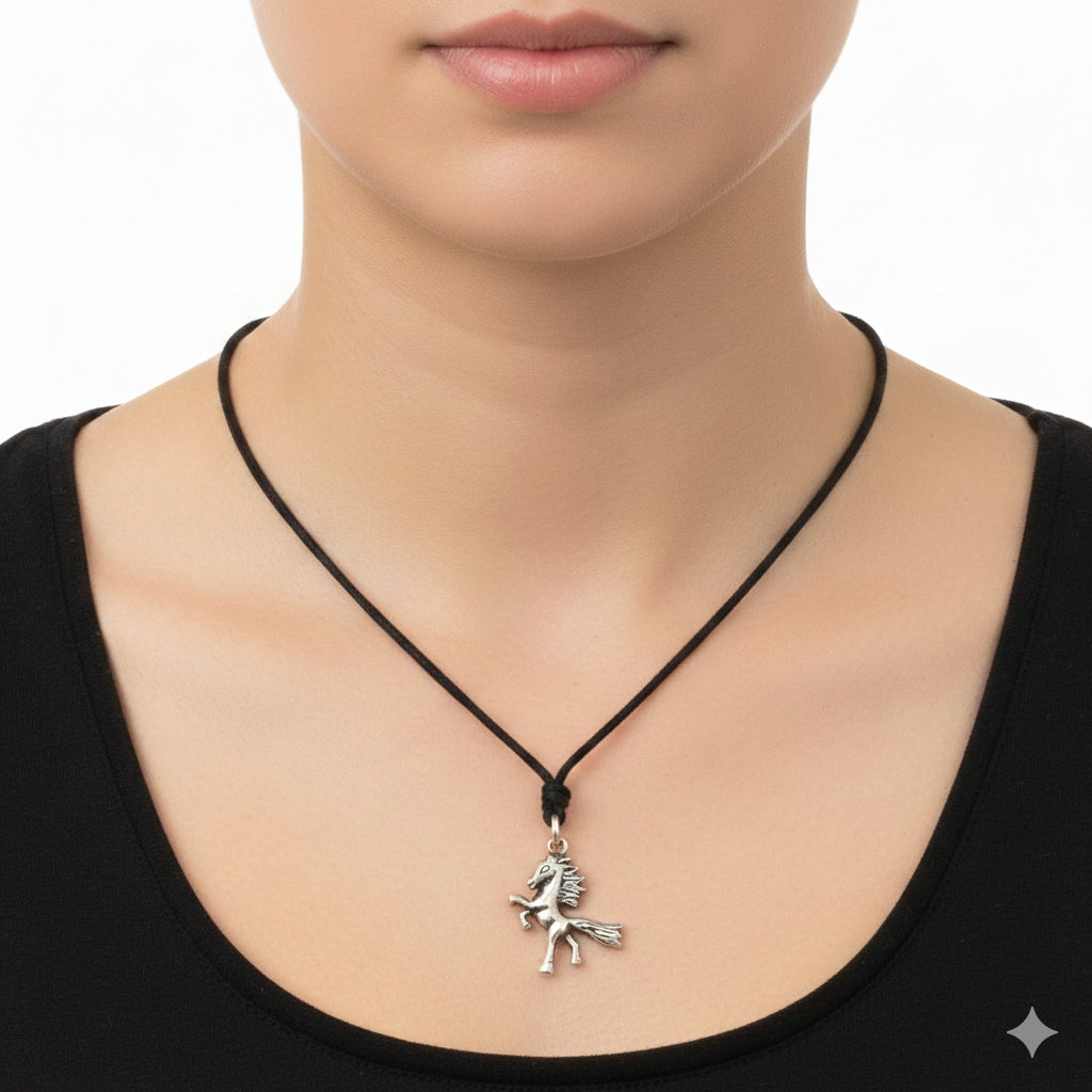 Horse Wild Stallion 92.5 Sterling Silver Pewter Charm Necklace Pendant Jewelry
