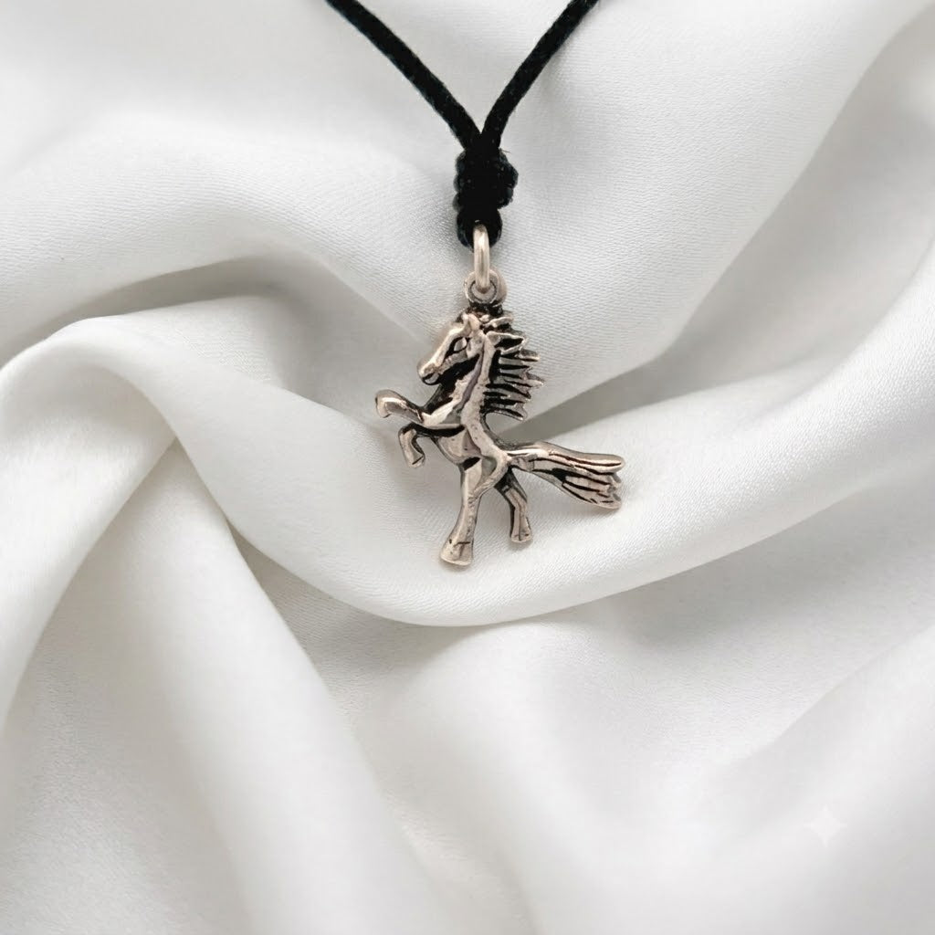 Horse Wild Stallion 92.5 Sterling Silver Pewter Charm Necklace Pendant Jewelry
