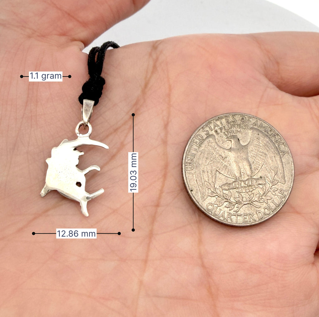 Fairy Moon Woman 92.5 Sterling Silver Gold Brass Charm Necklace Pendant Jewelry