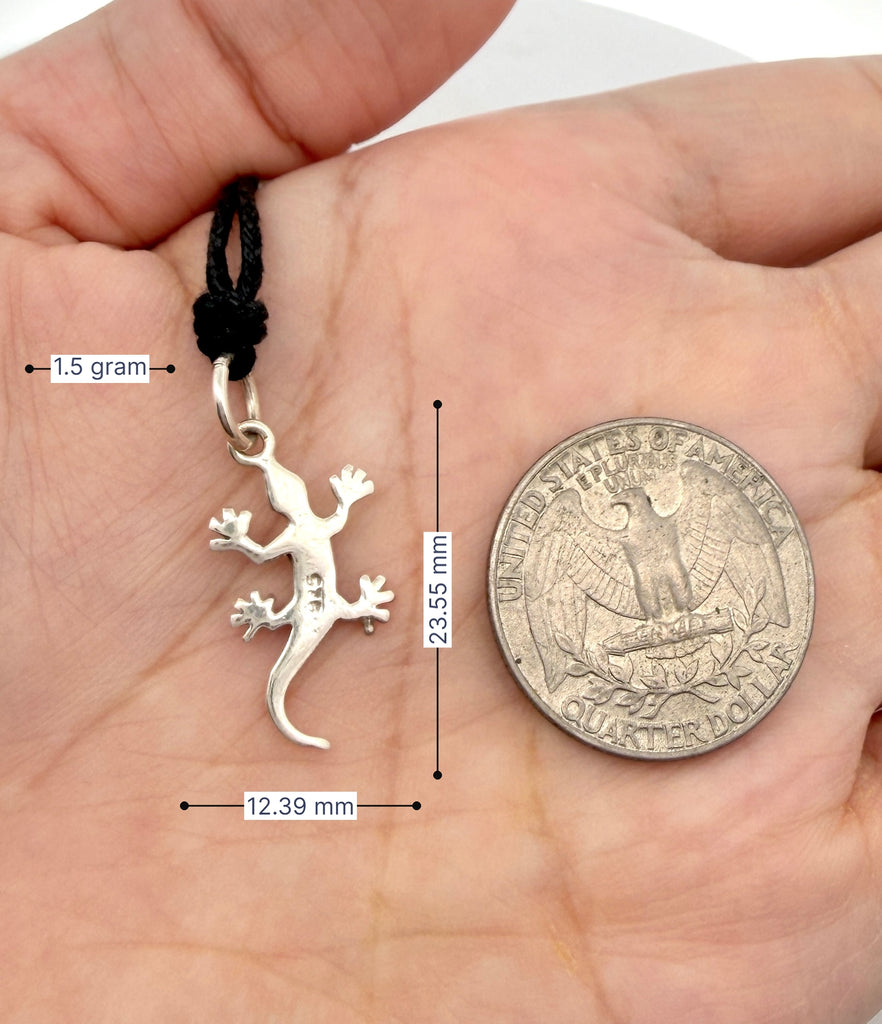 Lizard Reptile Handmade 92.5 Sterling Silver Necklace Pendant Jewelry