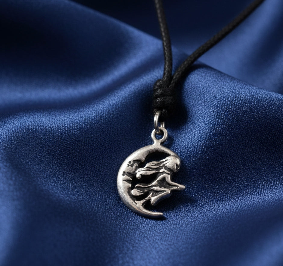 Witch Moon Handmade Gold Brass Silver Pewter Charm Necklace Pendant Jewelry