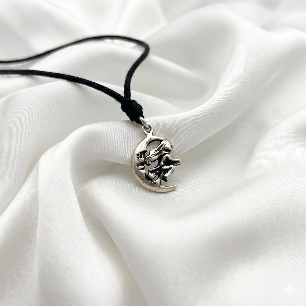 Witch Moon Handmade Gold Brass Silver Pewter Charm Necklace Pendant Jewelry