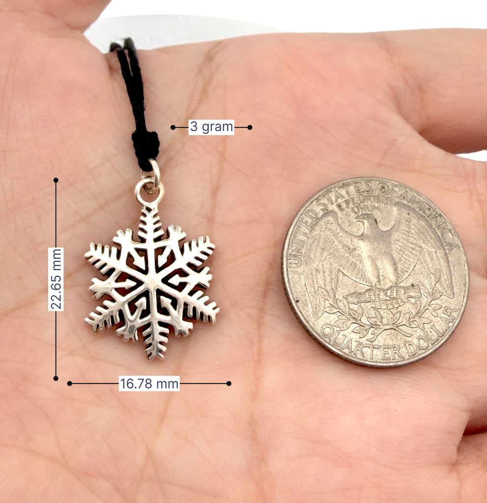 Snow Flake Winter Handmade 92.5 Sterling Silver Brass Necklace Pendant Jewelry