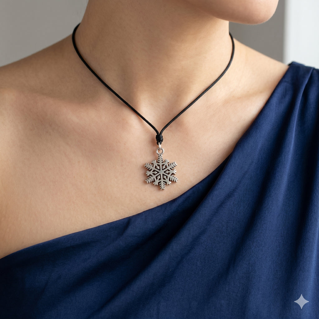 Snow Flake Winter Handmade 92.5 Sterling Silver Brass Necklace Pendant Jewelry