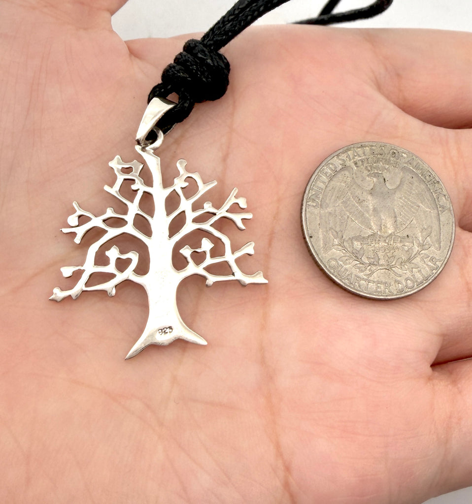 Oak Tree 92.5 Sterling Silver Gold Brass Charm Necklace Pendant Jewelry