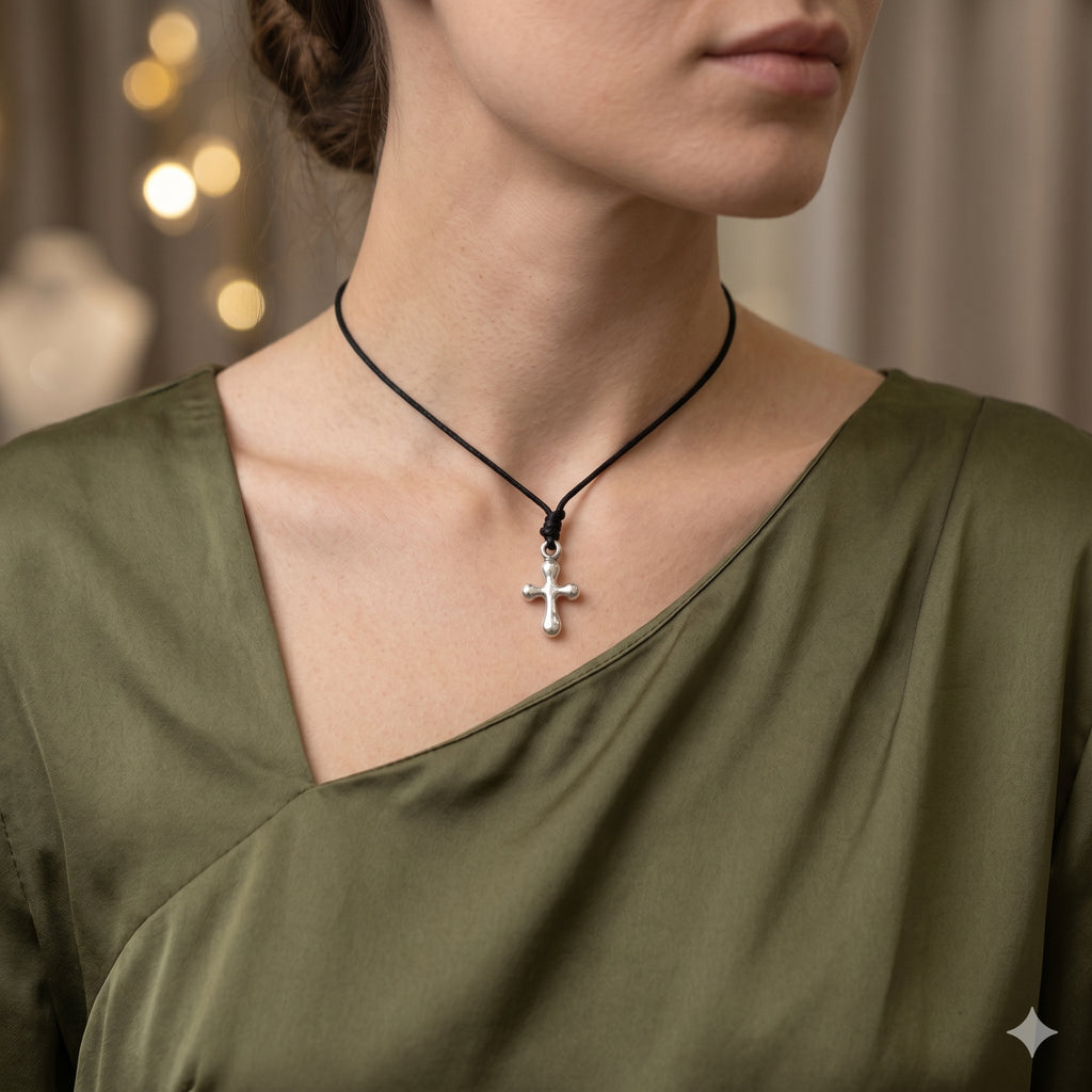 Handmade Chrisitan Cross Sterling-silver Pewter Brass Charm Necklace Pendant Jewelry