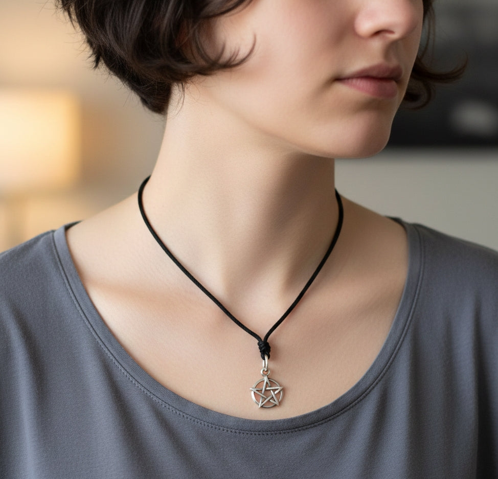 Durable Pentagram 92.5 Sterling Silver Pewter Brass Necklace Pendant Jewelry