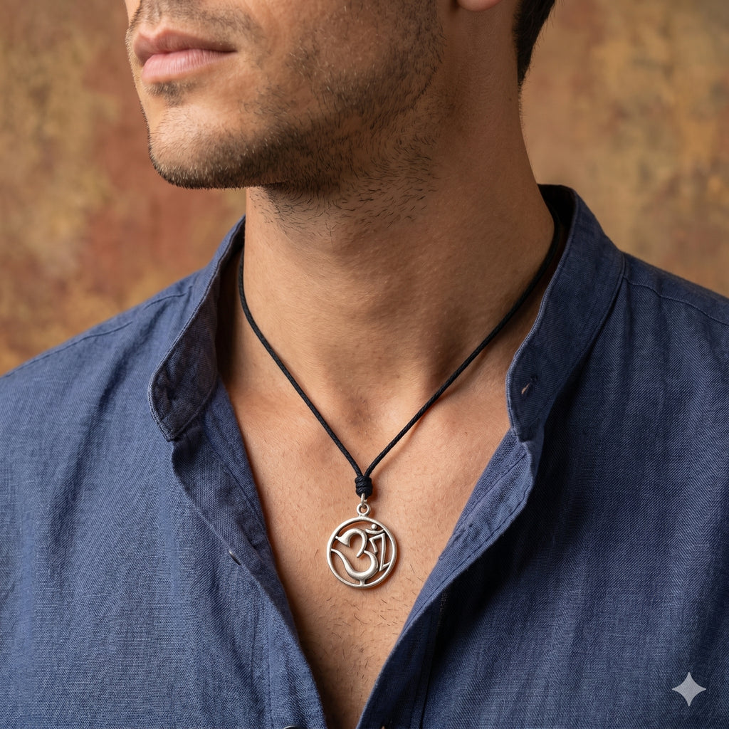 Hindu Aum Ohm Om 92.5 Sterling Silver Pewter Brass Charm Necklace Pendant Jewelry