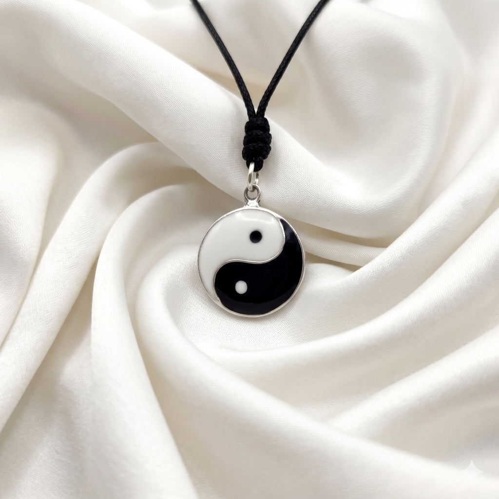 Yin Yang Japanese 92.5 Sterling Silver Charm Necklace Pendant Jewelry