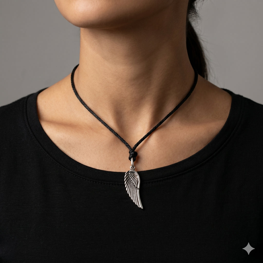 Angel Wing 92.5 Sterling-silver Pewter Charm Necklace Pendant Jewelry