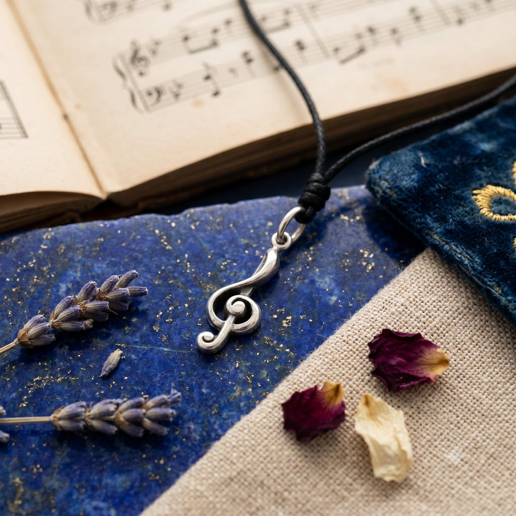 Musical Note 92.5 Sterling Silver Charm Necklace Pendant Jewelry