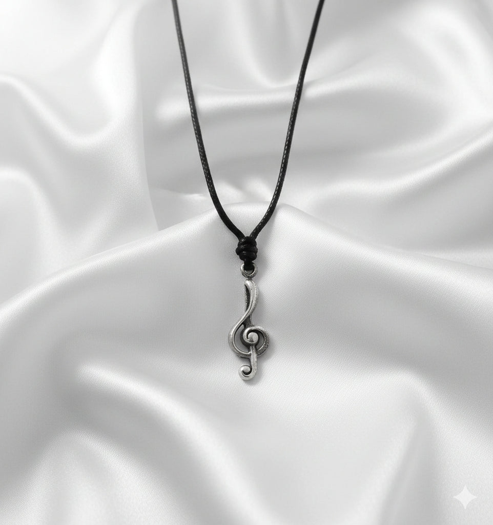 Musical Note 92.5 Sterling Silver Charm Necklace Pendant Jewelry