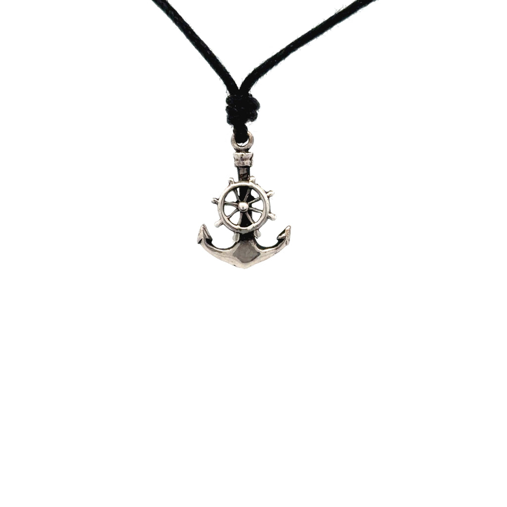 Ship Steering Wheel Anchor 92.5 Sterling Silver Pewter Necklace Pendent Jewelry