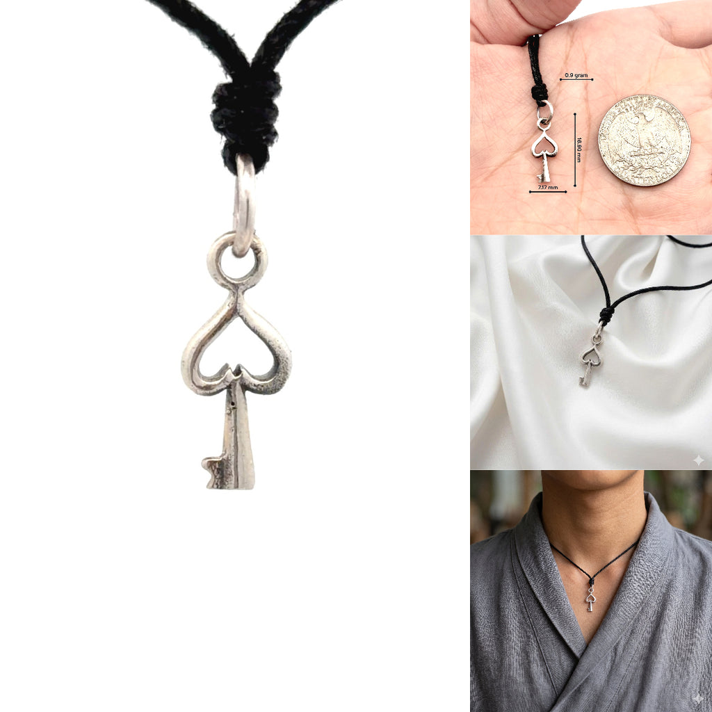 Key 92.5 Sterling Silver Gold Brass Charm Necklace Pendant Jewelry