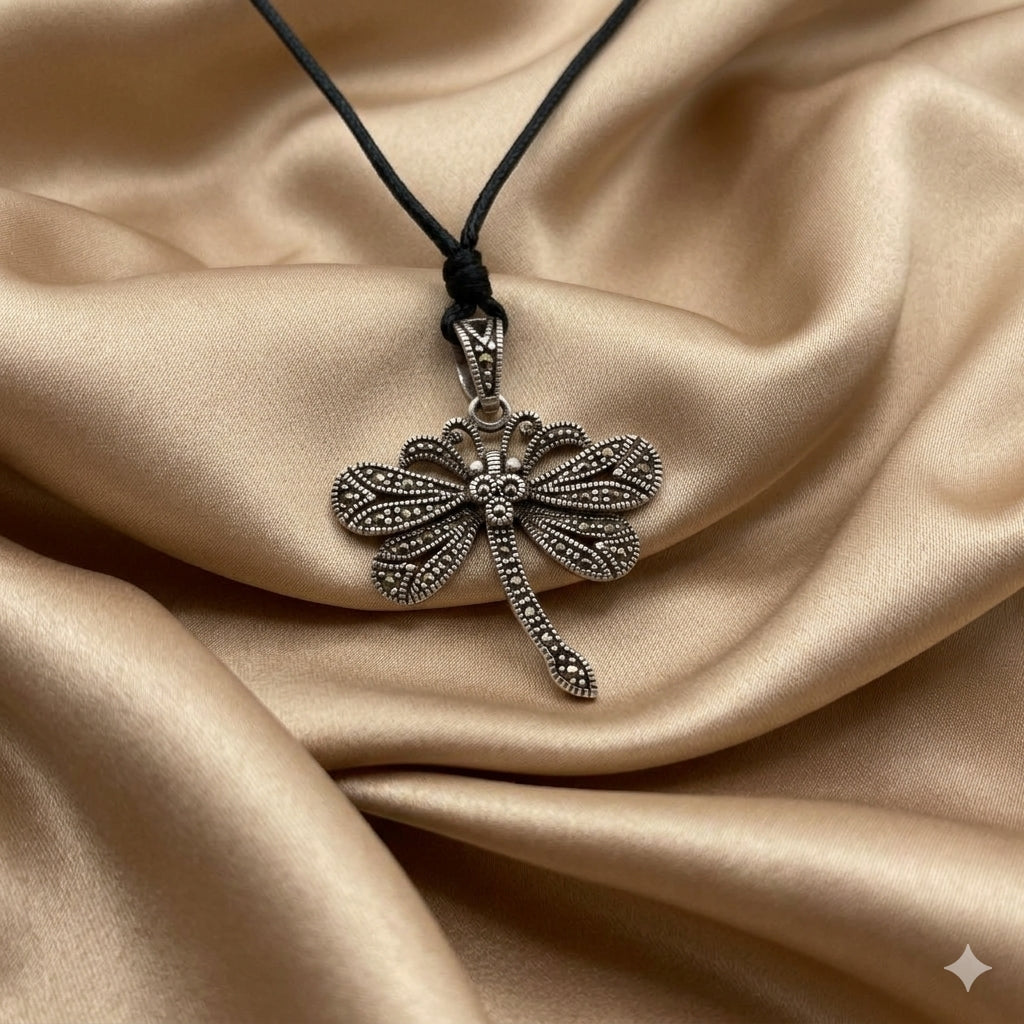 Dragonfly 92.5 Sterling Silver Charm Necklace Pendant Jewelry