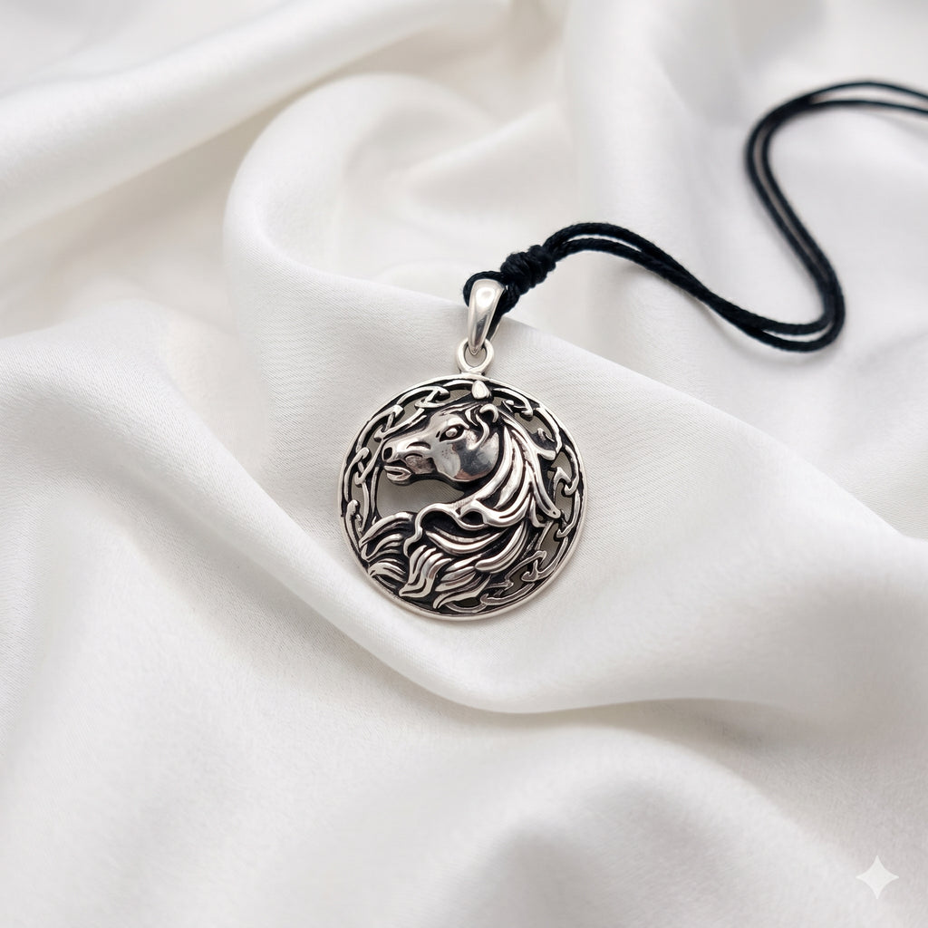 Celtic Horse 92.5 Sterling Silver Gold Brass Charm Necklace Pendant Jewelry