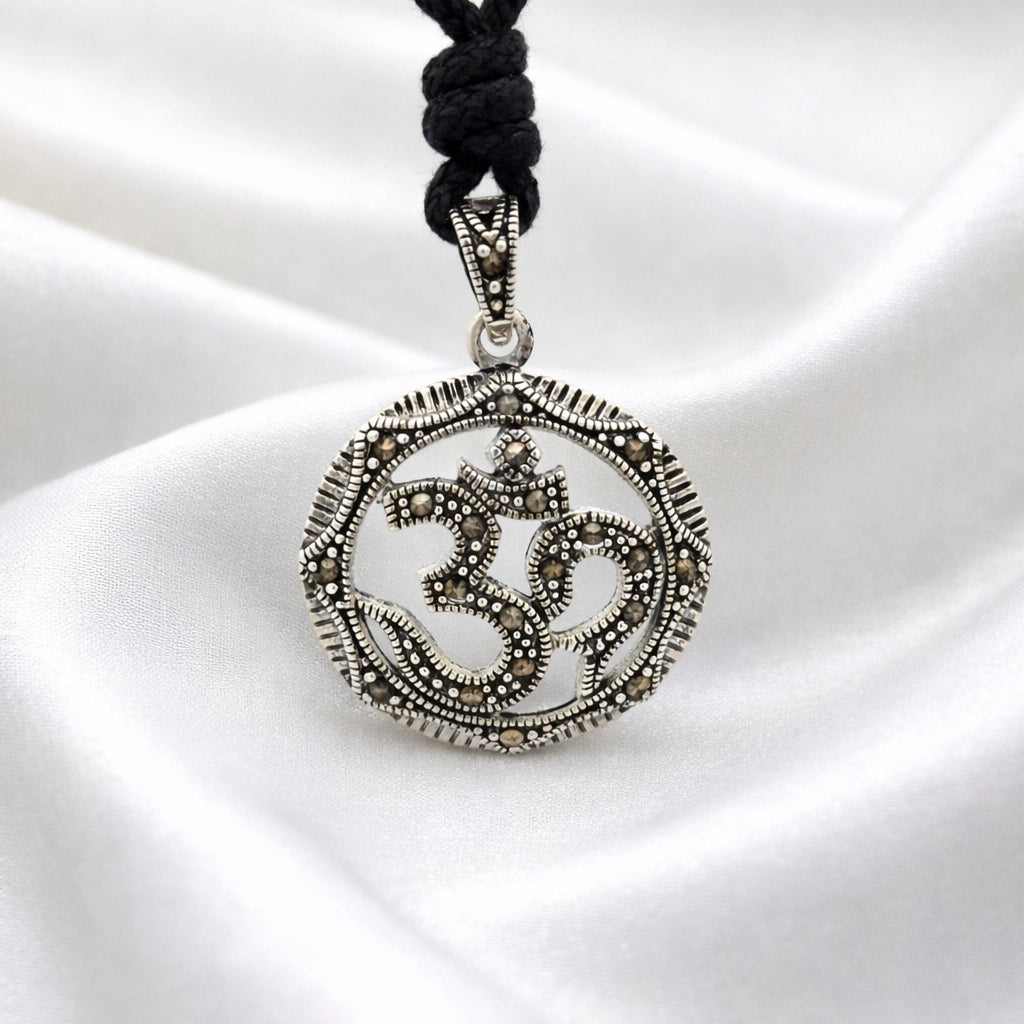 Ohm Aum Om Handcrafted Silver Pewter Brass Charm Necklace Pendant Jewelry