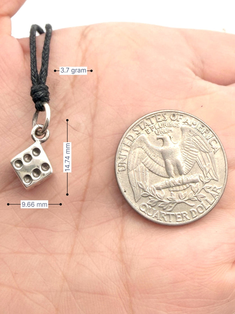 Dice Gambler 92.5 Sterling Silver Pewter Gold Brass Charm Necklace Pendant Jewelry