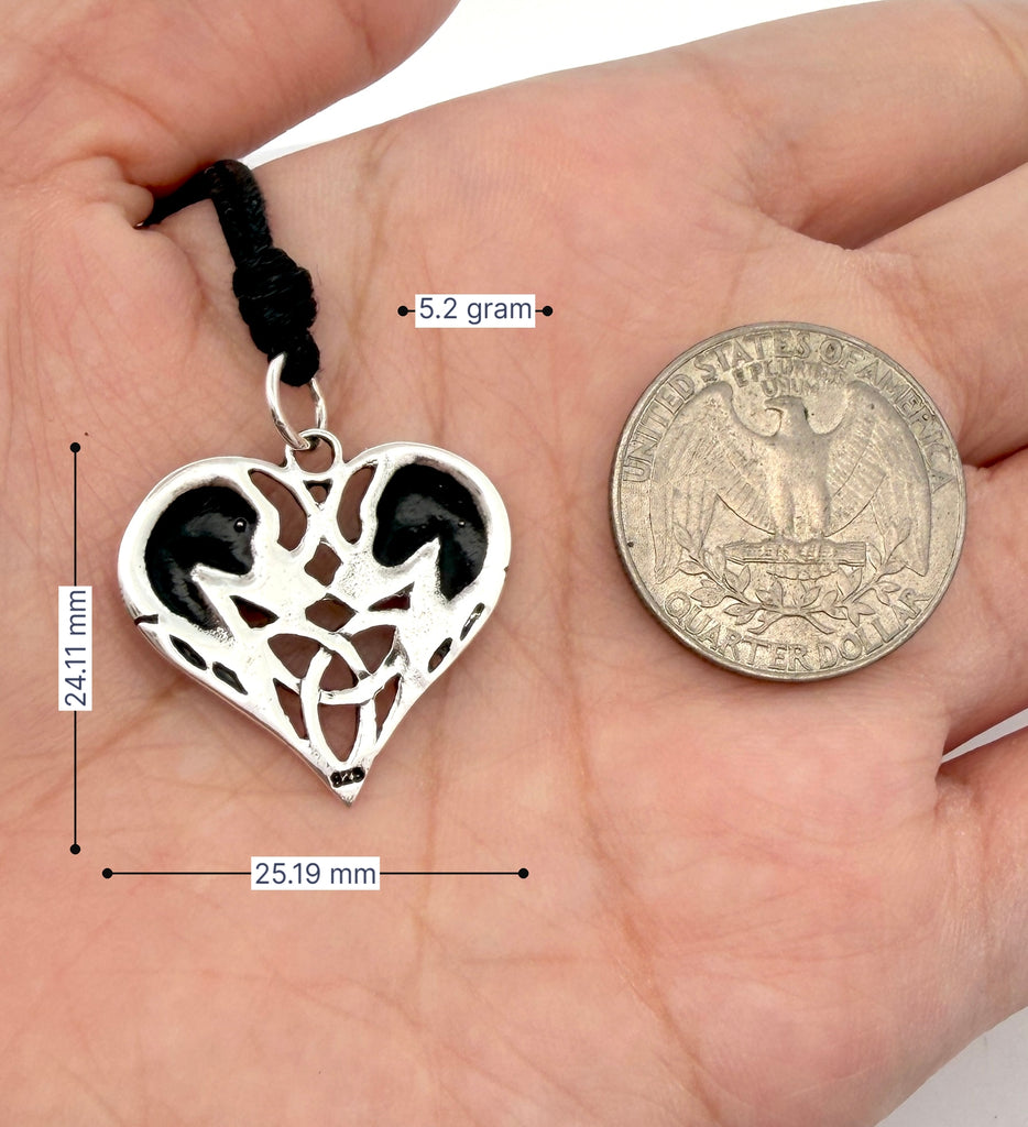 Wolf Heart Size S & M 92.5 Sterling Silver Pewter Brass Necklace Pendant Jewelry