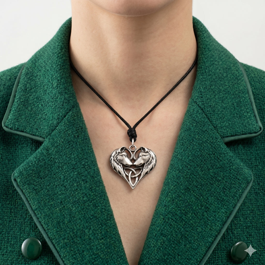 Wolf Heart Size S & M 92.5 Sterling Silver Pewter Brass Necklace Pendant Jewelry
