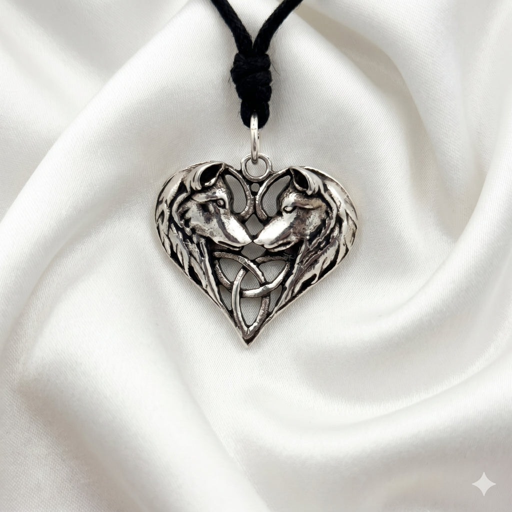 Wolf Heart Size S & M 92.5 Sterling Silver Pewter Brass Necklace Pendant Jewelry