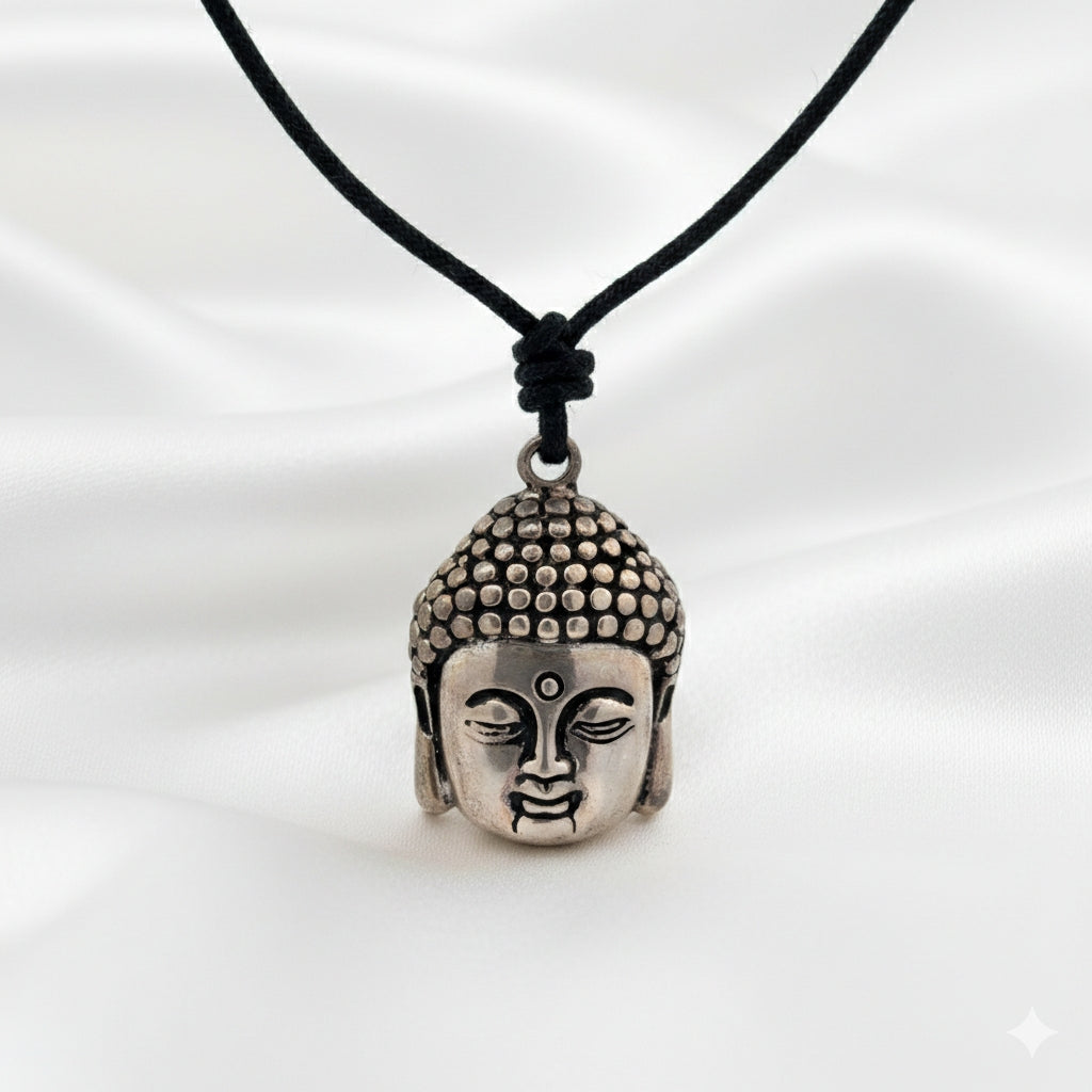 Buddha Head Silver Pewter Gold Brass Charm Necklace Pendant Jewelry