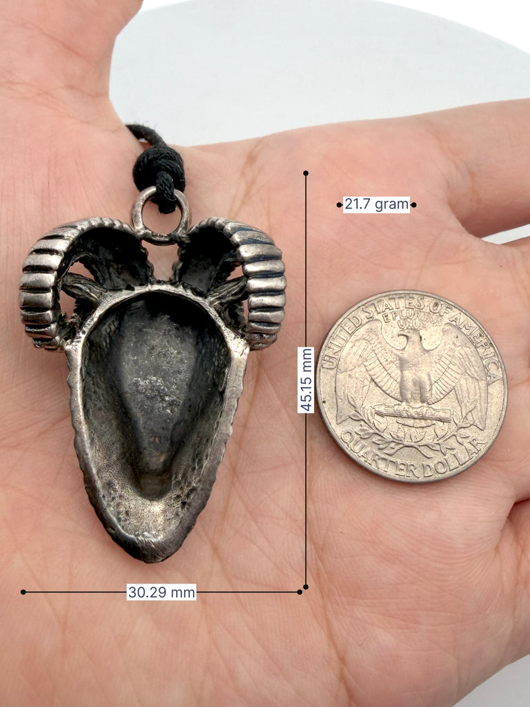 Ram Head Goat Baphomet Pagan God 92.5 Sterling Silver Necklace Pendant Jewelry