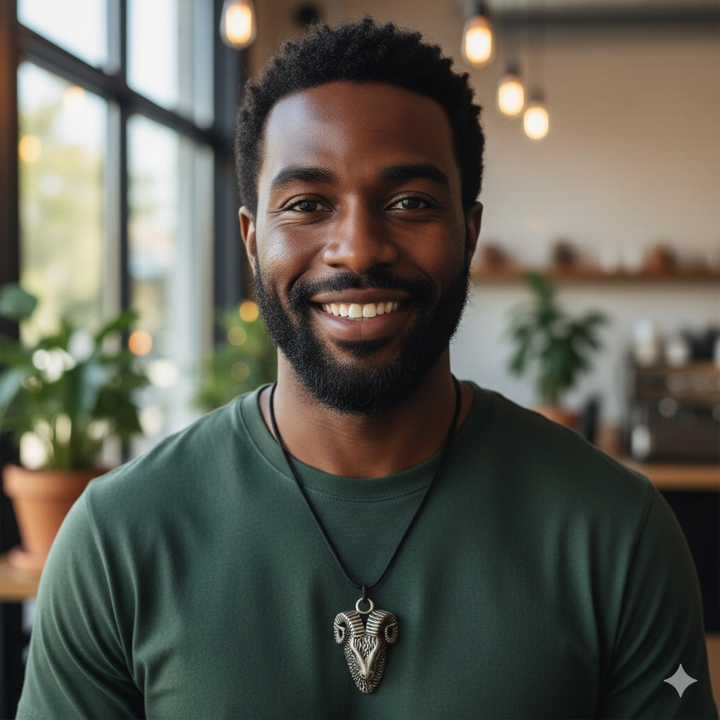Ram Head Goat Baphomet Pagan God 92.5 Sterling Silver Necklace Pendant Jewelry