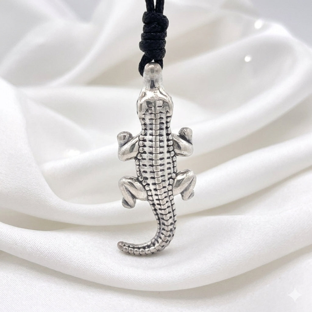 Wildlife Inspired Crocodile 92.5 Sterling-silver Charm Necklace Pendent Jewelry
