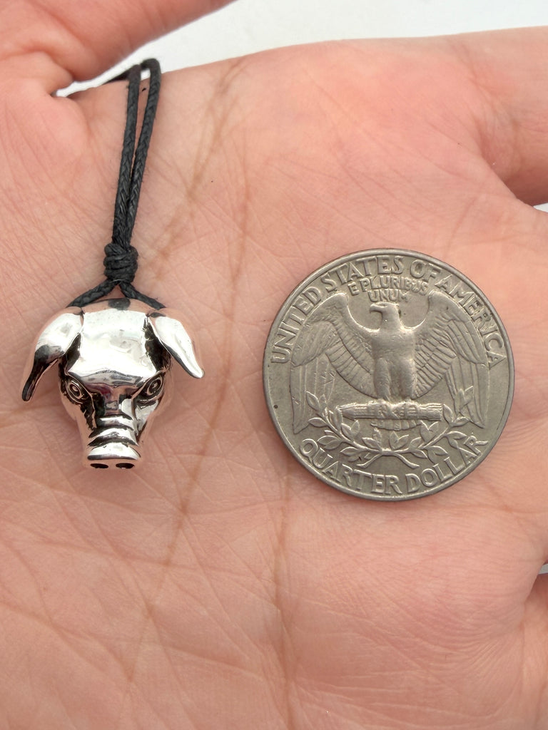 Pig head 92.5 Sterling Silver Charm Necklace Pendant Jewelry