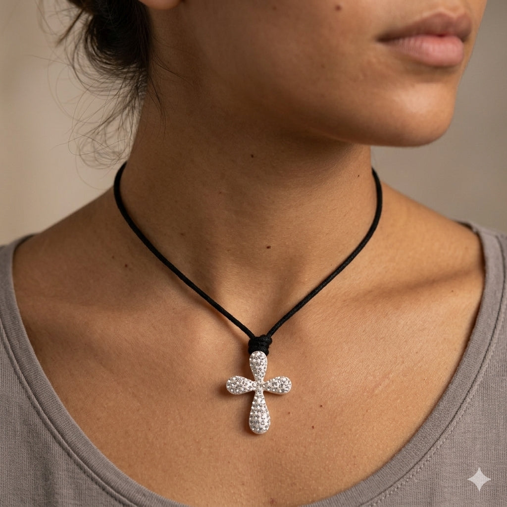 Cross multi color 92.5 Sterling Silver Necklace Pendant Jewelry.