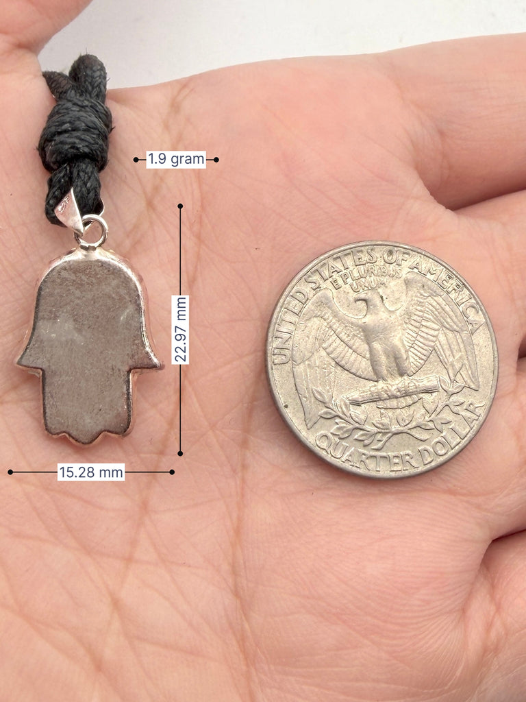 Hamsa Hand multi color 92.5 Sterling Silver Pewter Necklace Pendant Jewelry.