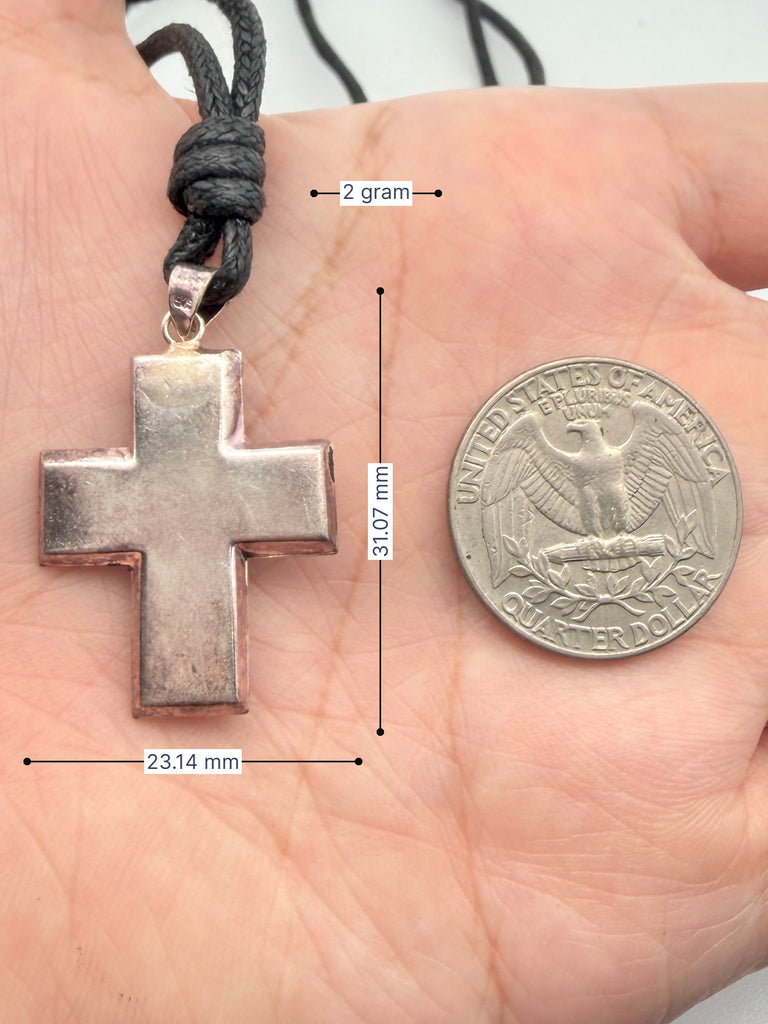 Elegant Multicolor Rhinestone Cross Charm 92.5 Sterling Silver Necklace Pendant Jewelry