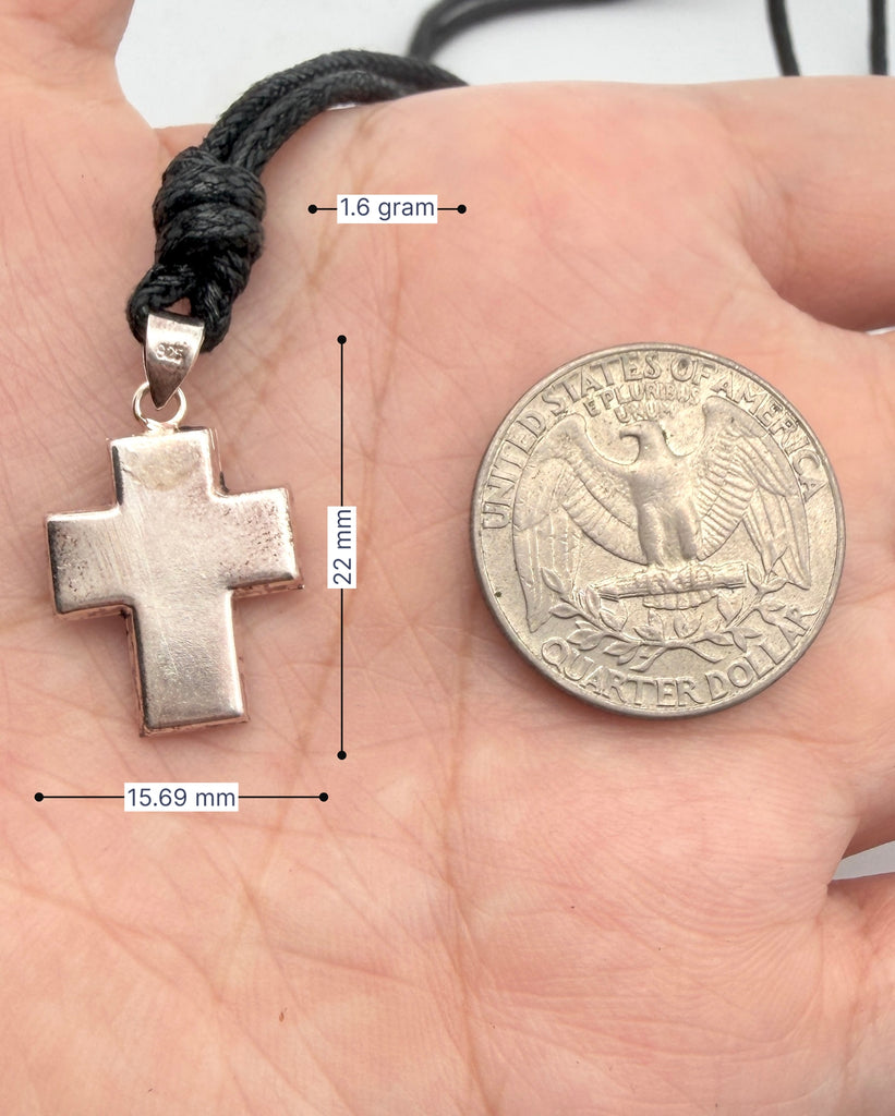 Elegant Multicolor Rhinestone Cross Charm 92.5 Sterling Silver Necklace Pendant Jewelry