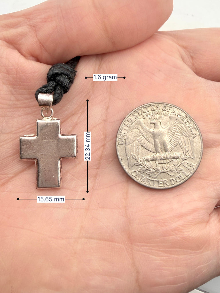 Elegant Multicolor Rhinestone Cross Charm 92.5 Sterling Silver Necklace Pendant Jewelry