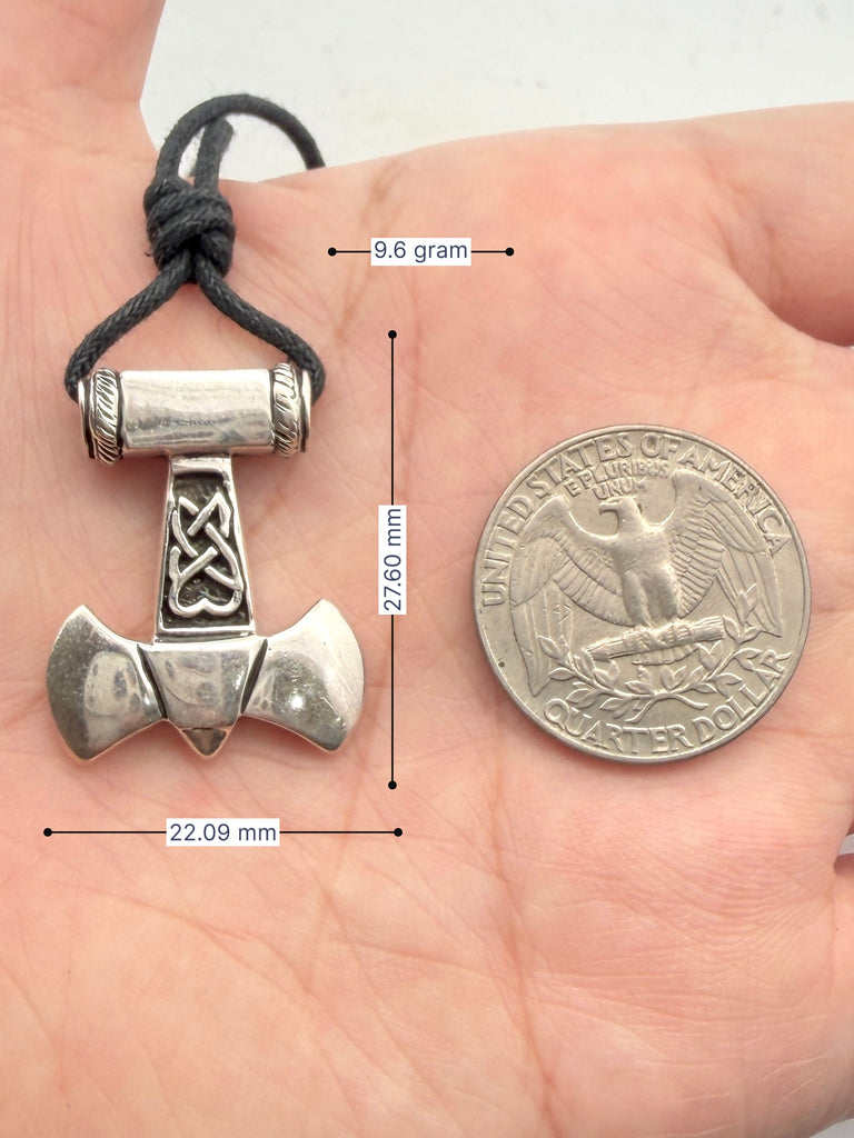 God's Hammer Mjolnir 92.5 Sterling Silver Brass Necklace Pendant Jewelry