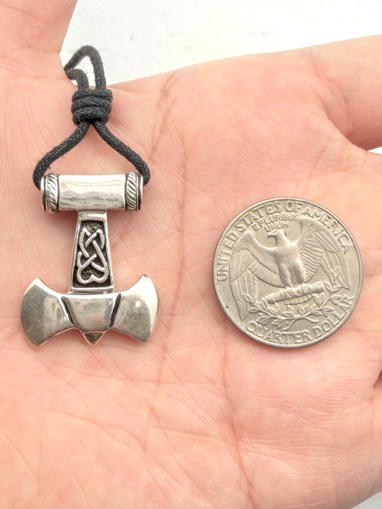 God's Hammer Mjolnir 92.5 Sterling Silver Brass Necklace Pendant Jewelry