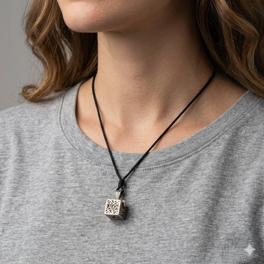 Live Love Laugh Affirmation Box 92.5 Sterling Silver Necklace Pendant Jewelry .