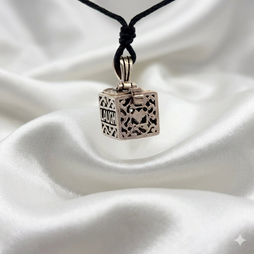 Live Love Laugh Affirmation Box 92.5 Sterling Silver Necklace Pendant Jewelry .