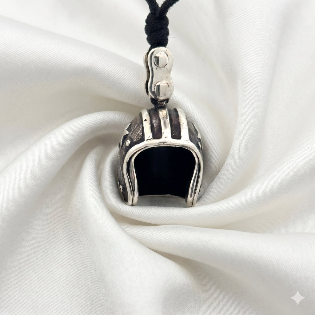 Motorbike Helmet 92.5 Sterling Silver Charm Necklace Pendant Jewelry