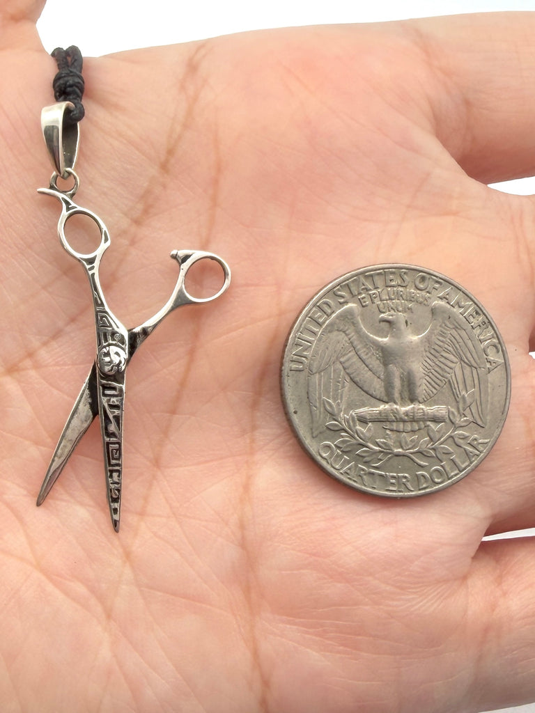 Scissorss Barber Salon 92.5 Sterling Silver Brass Charm Necklace Pendant Jewelry