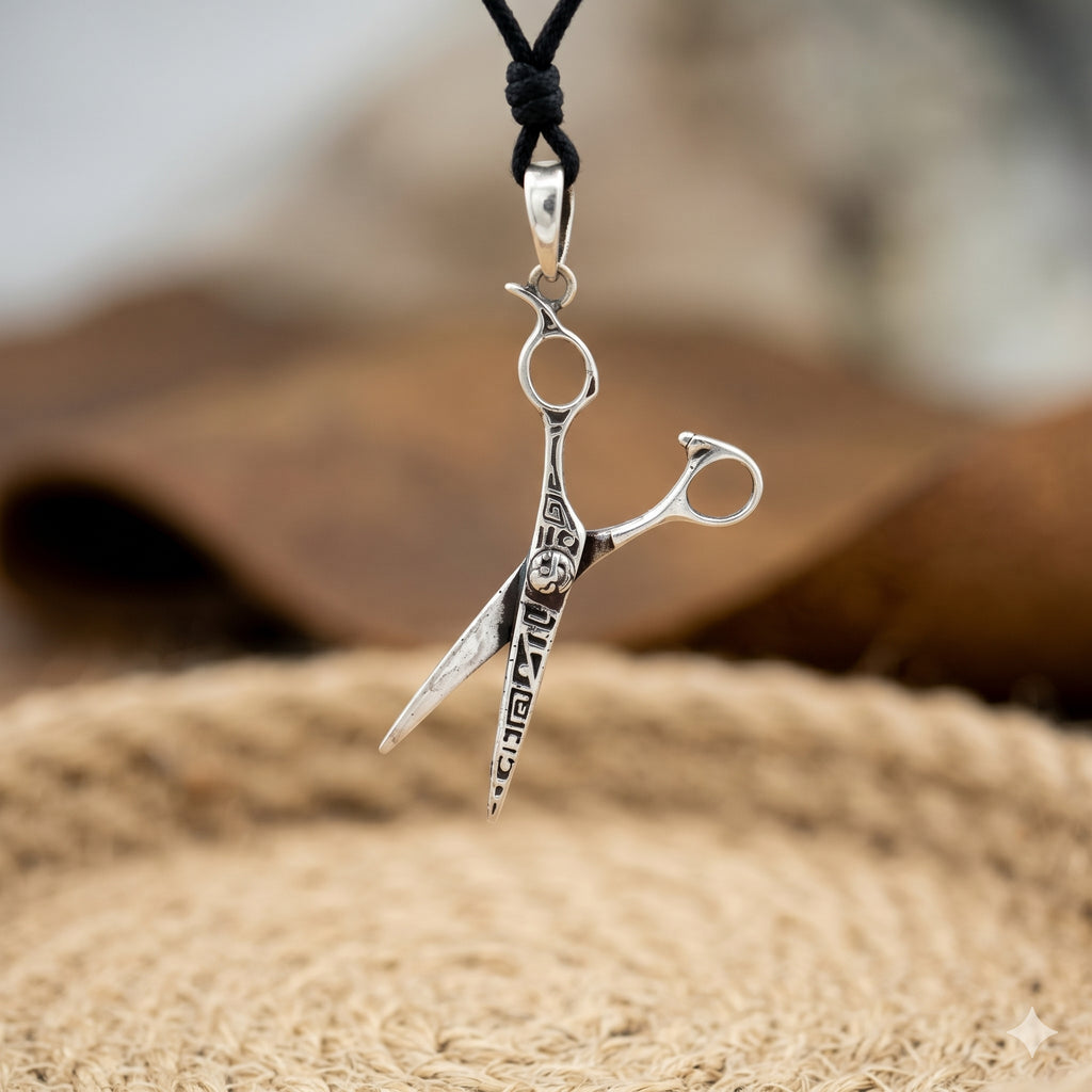 Scissorss Barber Salon 92.5 Sterling Silver Brass Charm Necklace Pendant Jewelry