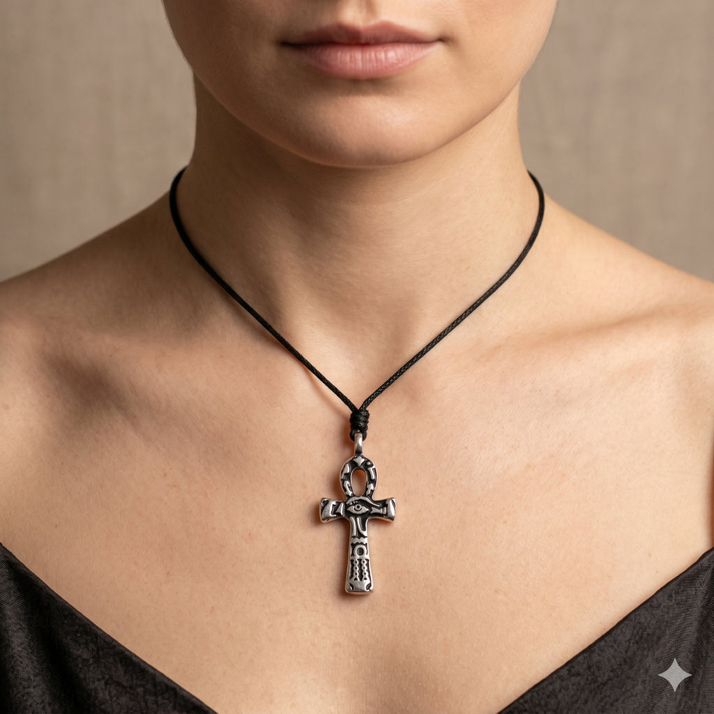 Egyptian Ankh Key Eye of Horus Ra Silver Pewter Brass Necklace Pendant Jewelry